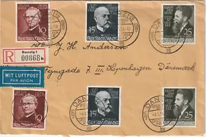 DANZIG: Eingetragene Luftpostabdeckung nach Dänemark 1939. arr.canc. Knar. - Bild 1 von 2