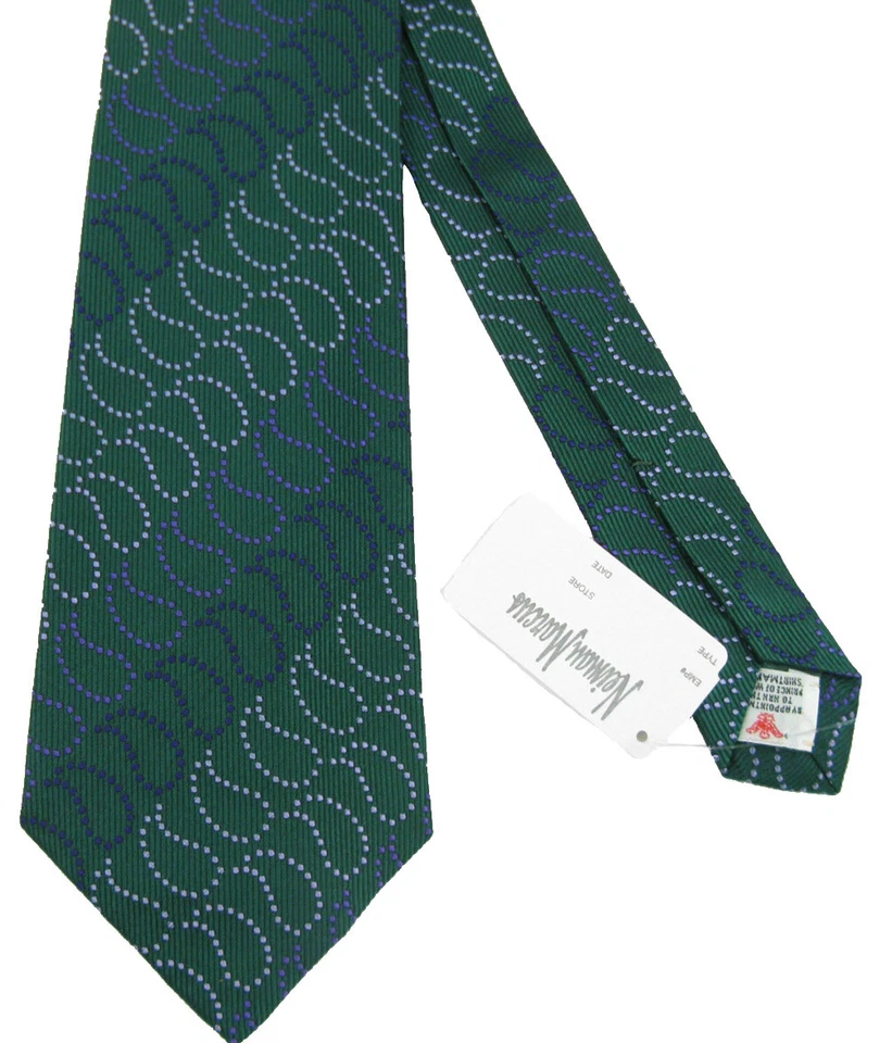 ¡NUEVA CORBATA DE SEDA PURA Turnbull & Asser!   Siluetas de cachemira verde con azul Foto 1 de 1