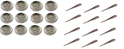 Conjunto de xícara de prato Repousse by Kirk prata esterlina individual noz + palhetas 12 personalizadas - Imagem 1 de 4