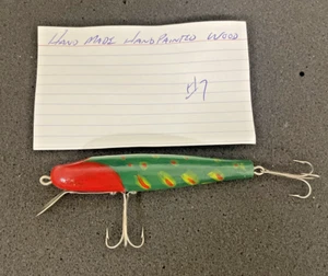 Hermoso señuelo de pesca pintado a mano hecho arte popular - Imagen 1 de 22