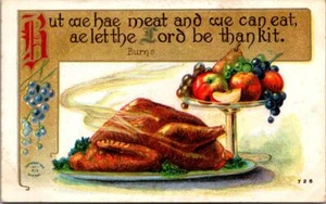 Antique Thanksgiving Postcard We Hae Meat Turkey Fruit H.I.R. Boston c,1910 - Picture 1 of 2