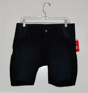 NWT Isabel Maternity Wm's Black Denim Cut-Off Jean Shorts w/ Stretch Panels sz 6 - Picture 1 of 12