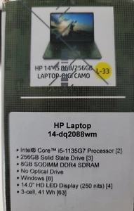 14-DQ2088WM HP  14" HD LED Laptop  Core i5-1135G7, 8GB, 256GB SSD,W Home - BN - Picture 1 of 5