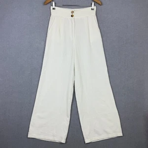 Petal & Pup Pants Womens 8 White Corduroy Wide Leg Pleated Baggy High Waisted - Picture 1 of 8