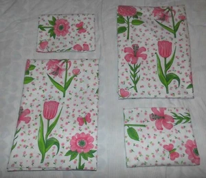 4tlg. Graziela Blumen Bettwäsche Stoff 70er vintage flowers fabric bedding 70s - Bild 1 von 12