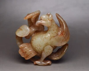 Exquisite Natural Hetian Jade Hand-carved Phoenix Bird Statue Pendant - Picture 1 of 9
