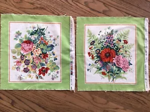 Vintage Cyrus Clark Jubilee Pattern - 2 Panels, floral with green borders - Picture 1 of 3