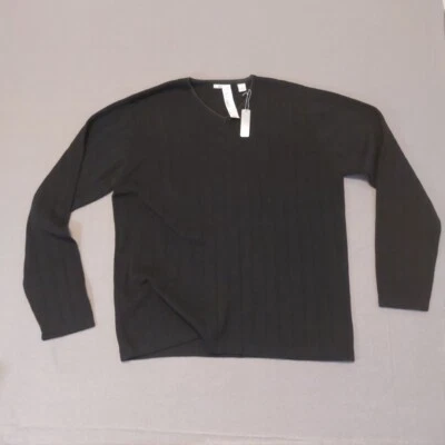 Vintage Halogen Sweater Mens Medium M Black Ribbed Pullover V Neck Y2K NWT - Image 1 of 4