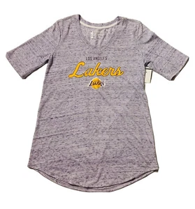 Brand New NBA Los Angeles Lakers Women’s Purple V-Neck Yellow Logo Shirt Size S - Picture 1 of 3