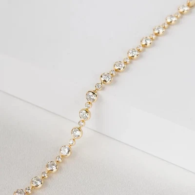 Brazalete de tenis de diamantes cultivados en laboratorio de 6,4 quilates de oro amarillo de 14 quilates sobre joyas nupciales de 7,5" Foto 1 de 4