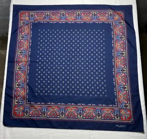 Ted Lapidus Paris Kunst Muster Schal blau rot marine 30"/30" - Bild 1 von 4