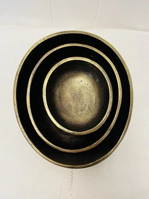 Антикварные золотые бронзовые металлические сервировочные чаши Pottery Barn Austin декор MCM - Изображение 1 из 4