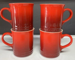 Le Creuset Stoneware 14 oz VANCOUVER Mugs Cerise Cherry Red Fade Ombré Set Of 4 - Picture 1 of 12