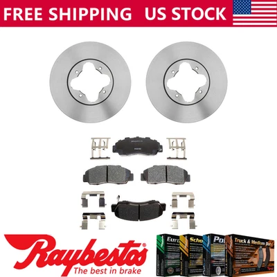 Kit de rotores de freno delanteros + pastillas de cerámica y herrajes para Acura Vigor 1992-1994 Foto 1 de 4