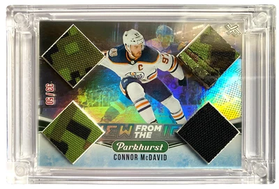 Jersey Fusion 2019-20 Parkhurst Connor McDavid Quad Jersey Swatch #33/50 sellado Foto 1 de 2