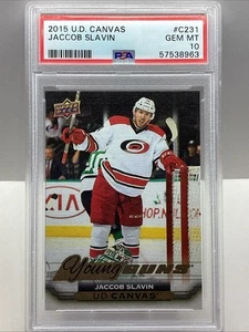 2015-16 UPPER DECK YOUNG GUNS JACCOB SLAVIN CANVAS #C231 RC PSA 10 GEM MT - Picture 1 of 2