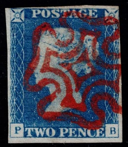 1840 2d Pale Blue Plate 1 PB Very Fine Red Maltese Cross VGU Cat. £1,250.00 - Picture 1 of 1