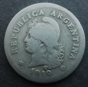 ARGENTINA 1919  TEN CENTAVOS "FLOWING HAIR" 106 YEARS OLD!!  FREE SHIPPING - Picture 1 of 2