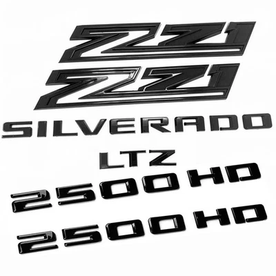 Paquete de 4 piezas de emblema OEM Silverado LTZ Z71 2500HD para 2019-25 negro Foto 1 de 4