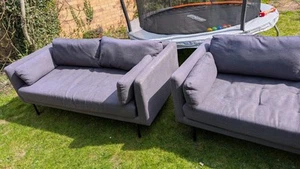 MADE.COM HARLOW USED 3 SEATER CHARCOAL GREY SOFAS x2 - Picture 1 of 5