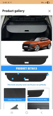 Cubierta de maletero trasero de carga para Audi Q5 SQ5 2018 2019 2020-2024 protector de pantalla de equipaje Foto 1 de 3