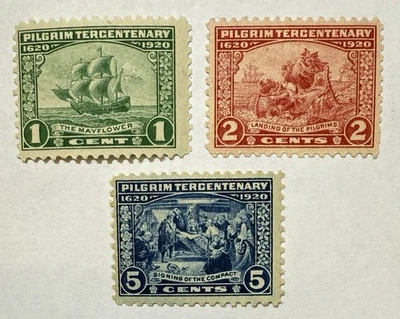 US #548-550 1920 1c-5c “Peregrino Tercentenario” conmemoración. Juego/3 MNH; $94.50 SCV  Foto 1 de 3