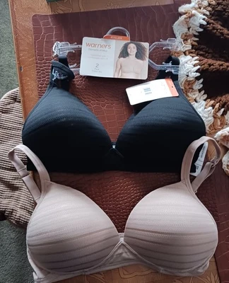 WARNERS Elements of Bliss Wire Free Black Tan 2 Pk T-Shirt BRA Size 36C MSRP $76 - Image 1 of 4