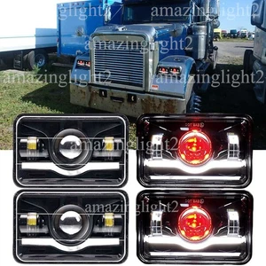 4X LED Headlights Fit Freightliner FLD120 FLD112 4x6'' Light Hi/Lo Sealed Beam - Picture 1 of 13
