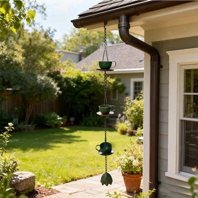 Chaînes de pluie 37,01&#39;&#39; Chaîne de récupération de pluie pour gouttières, toits, - Photo 1/4