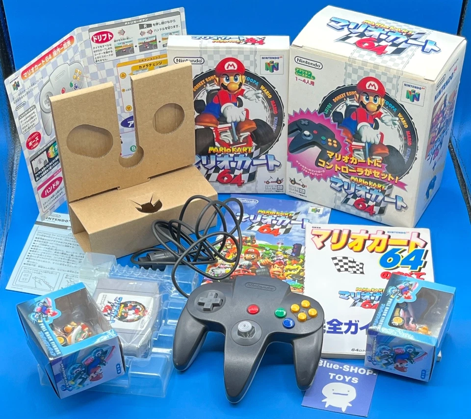 Lot 4 Nintendo64 Mario Kart (complete SET)  BOX + controller + BOOK + figure JP - Image 1 of 4