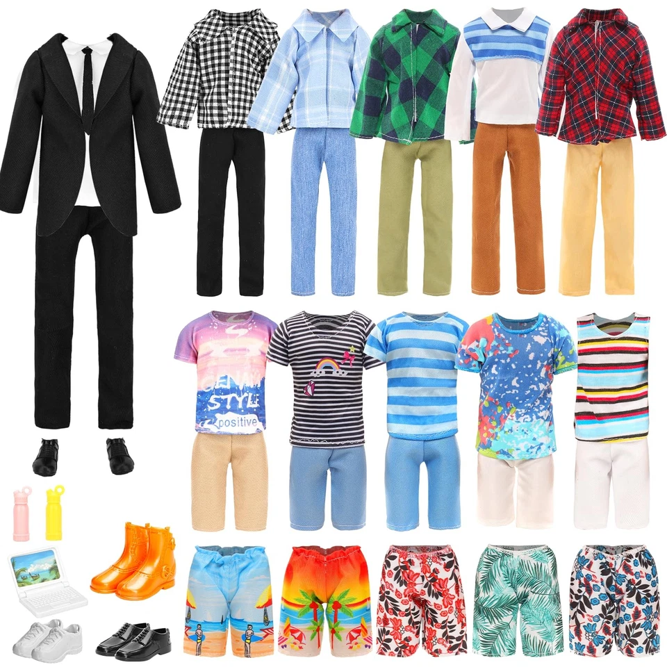 8 Items Clothes for Ken Doll Include Random 3 Pcs Casual Wear Dolls Pants 2shoes