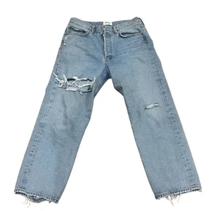 AGOLDE Women's 90s Mid Rise Loose Fit Distressed Jeans Size 28 Blue - Picture 1 of 8