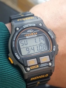 Vintage Timex Ironman Triathalon Watch Indiglo 8 Lap,Timex Vintage Digital Watch - Picture 1 of 19