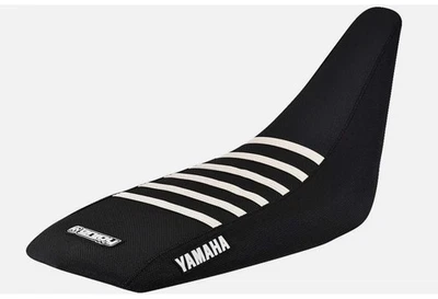 Yamaha Raptor 350 Gripper  Seat Cover 2004 - 2018 ALL BLACK / WHITE RIBS #242 - Image 1 of 2