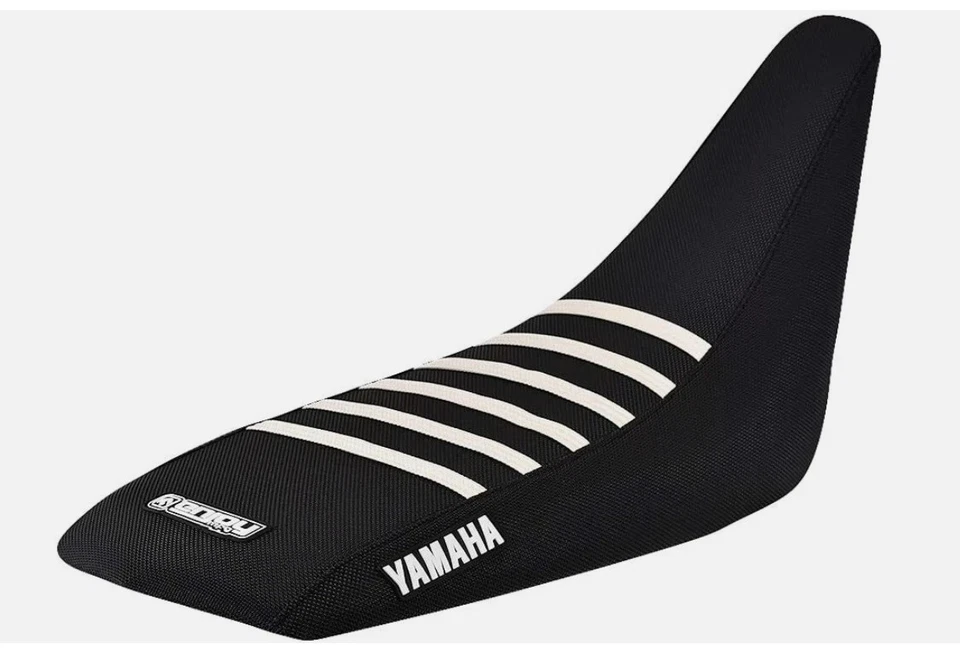 Cubierta de asiento con pinza Yamaha Raptor 350 2004-2018 todo negro/blanco costillas #242 Foto 1 de 2