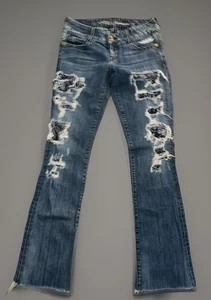 Vintage Guess Jeans Women’s Blue Premium Daredevil Bootcut Jeans Grunge - Picture 1 of 8