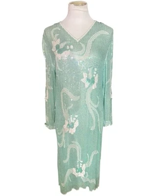 Vestido De Colección Scala Silk Great Gatsby Completamente Cuentas Cóctel Formal XL Foto 1 de 4