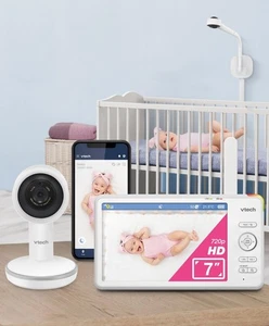⭐️ VTECH VMRM77766HD Wifi Smart Video Tilt Pan Over-The-Cot BABYPHONE NEU - Bild 1 von 18