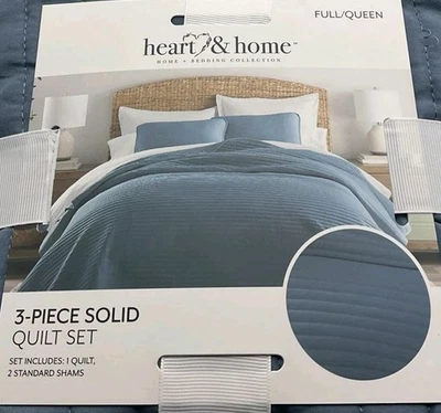 Heart & Home Moonstone 3-pc. Solid Quilt Set Full/queen Blue - Image 1 of 4