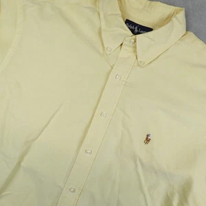 Polo Ralph Lauren Shirt Mens 17.5/35 Oxford Long Sleeve Button Down Yellow - Picture 1 of 8