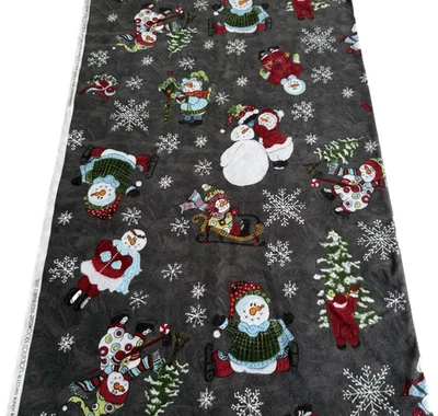 Snowman Cotton Flannel Riverwoods Collection Troy Corp Blizzard Bunch Babies 63" - Image 1 of 4