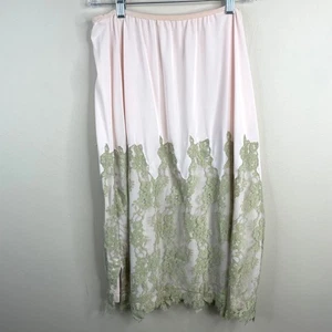 Vintage Womens Coquette Fairy Grunge Slip Skirt Small 28" Pink Lace Trim Layer - Picture 1 of 6