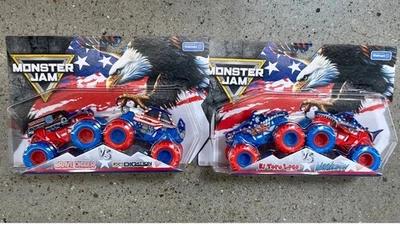 Monster Jam Star & Stripes 2025 FULL Set Digatron Megalo Digger Toro Walmart EXC - Image 1 of 4