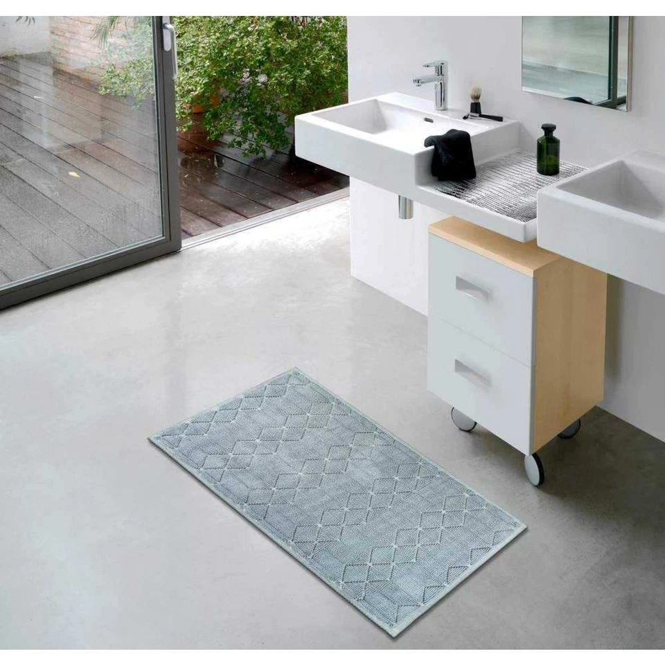 Duschvorleger Badteppich Badvorleger - etérea Frankfurt - Türkis Rosa Blau Grau - Bild 1 von 2