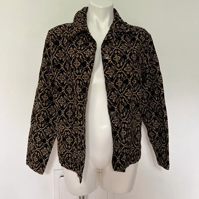 Casaco de tapeçaria Field Gear preto e dourado Y2K - Imagem 1 de 4