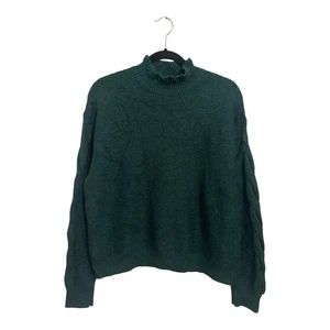 Suéter para mujer J.Crew grande verde cuello falso manga cable CF051 - Imagen 1 de 12