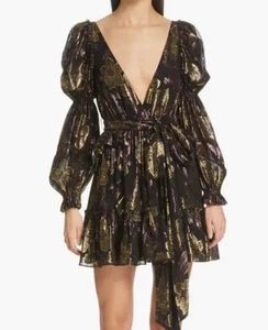 Ulla Johnson Minikleid Seide Ursa Fil Coupé Gr. 0 Metallic Biesenkleid - Bild 1 von 11