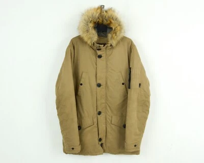 Burton Londres Hombres M Chaqueta Cortavientos Capucha Cálido Streetwear Beige - Imagen 1 de 4