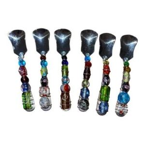 Set 6 Wire Wrapped Beaded Spoons Utensil Cutlery Silverware Stainless Japan - Picture 1 of 8