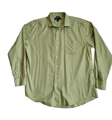 Pronto Uomo Dress Shirt 18 36/37 Tall Green No Iron Button Up Long Sleeve Office - Image 1 of 4